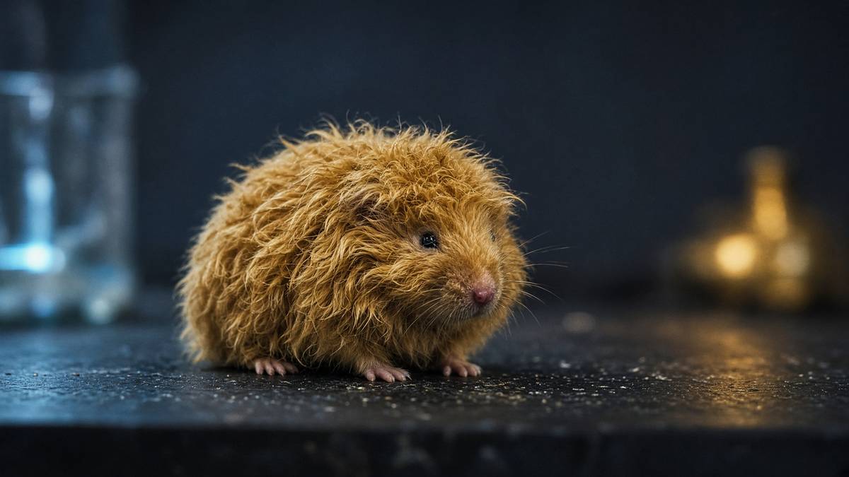 A golden-coated woolly mouse — Colossal’s multiplex-edited stepping-stone to the mammoth